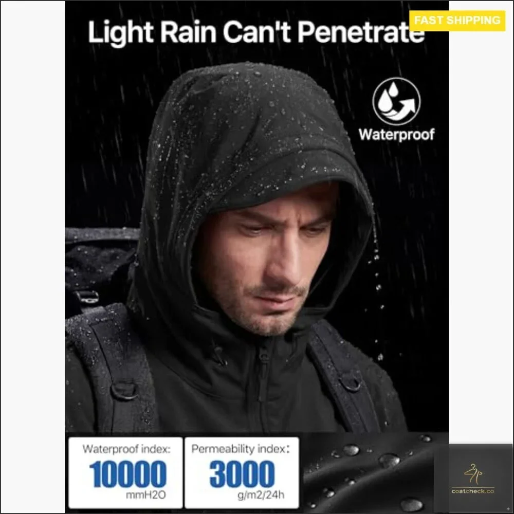 Men's Waterproof Tactical Softshell Jacket Hooded Outdoor Military Performance